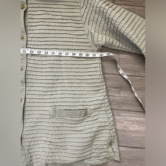 Yacco Maricard Pintuck Stand Collar Shirt Jacket Lagenlook Tunic |Sage Green - Picture 5 of 10